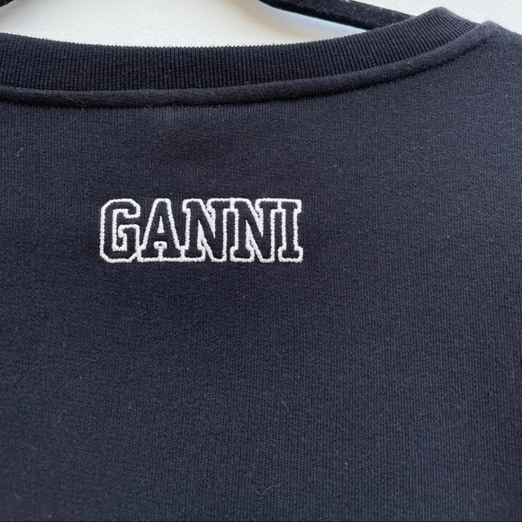 Ganni Software Isoli Puff Sleeve Sweatshirt Black - Picture 6 of 6